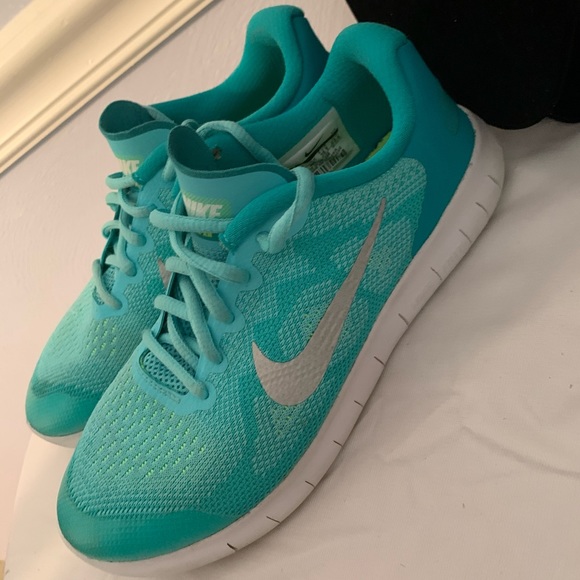 teal and silver shoes